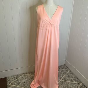Handmade Womens Size Medium Sleeveless Night Gown Orange Peach Maxi Length